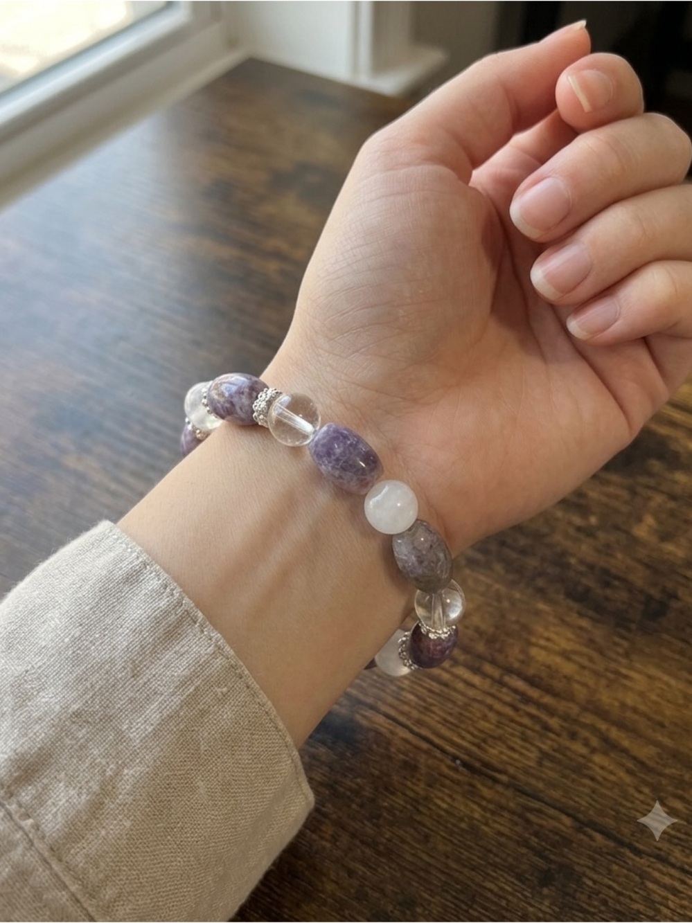 🦄 Genuine Pastel Unicorn Stone + Clear Quartz Gemstone Bracelet⁠